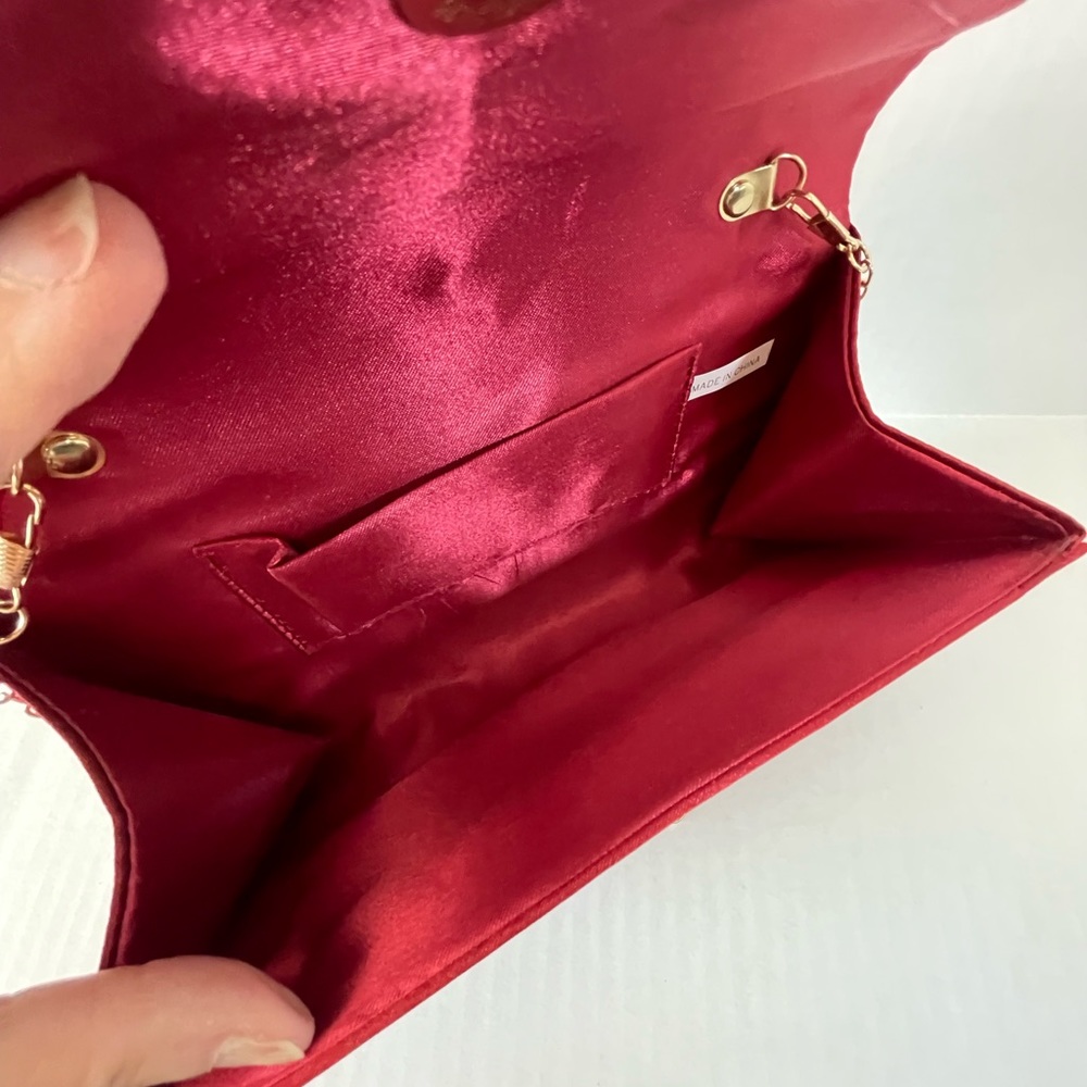 Red And Sequence Envelop Clutch With Gold Crossbo… - image 2